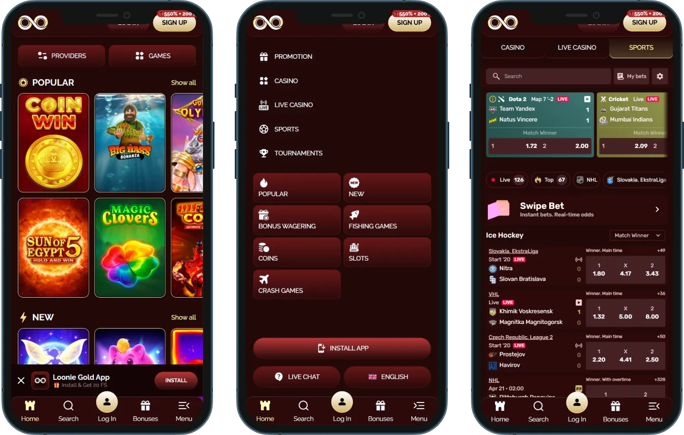 Loonie Gold Casino on Mobile