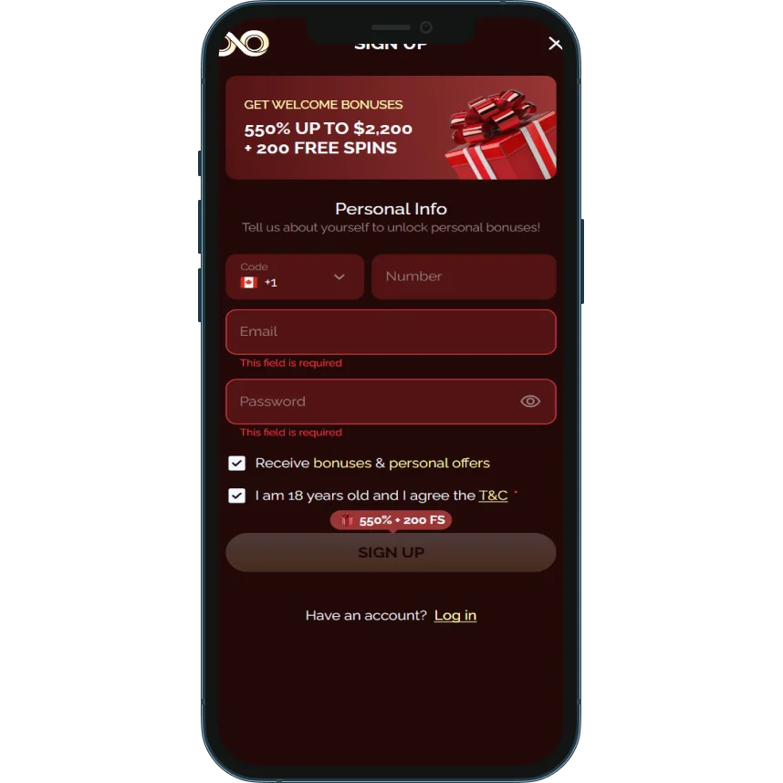 Loonie Gold Sign Up and Login